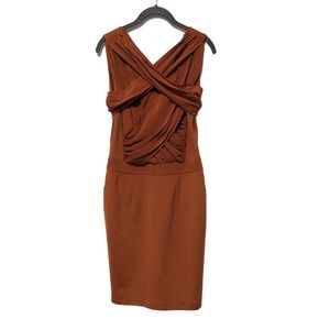 THML Wrap Dress Bodycon Chestnut Brown Burnt Orange